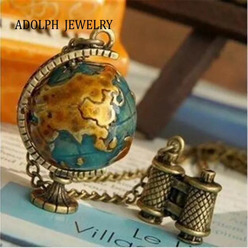 

ADOLPH Jewelry RN-025 Fashion Jewelry For Women Personality Vintage Miniature Telescope Global Travel Globe Necklace