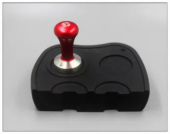 

Realand Anti-Resistant Double Hole Silicone Coffee Espresso Tamping Corner Mat Rubber Pad with large Tamper Holder Barista Tool