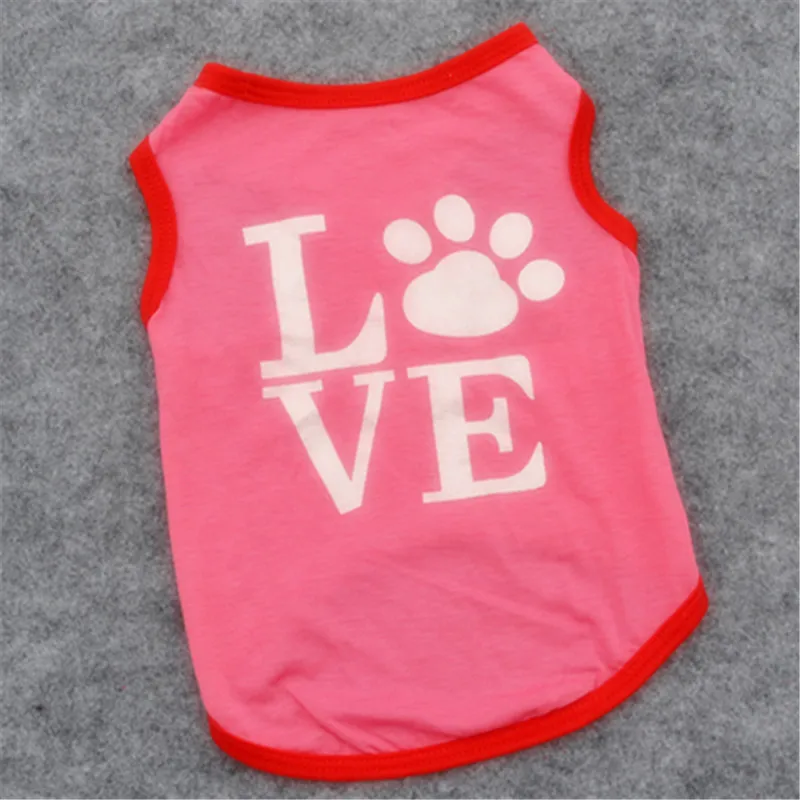 

Summer Dog Clothes Breathable Lovely Pink Love Printed Shirts Pet Dog Clothes Soft T shirt Cooling Vests for Small Pets