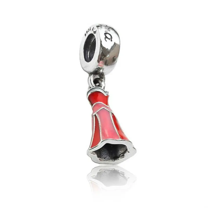 

Fits Pandora charm women bracelets & necklaces jewelry making 925 Sterling silver pink princess skirt pendant new DIY beads