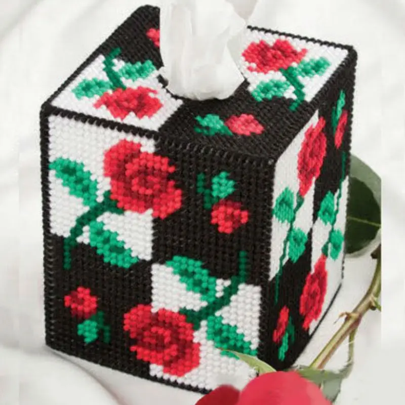 3D Cross-Stitch Rectangular tissue box DIY handwork Cross Stitch z1