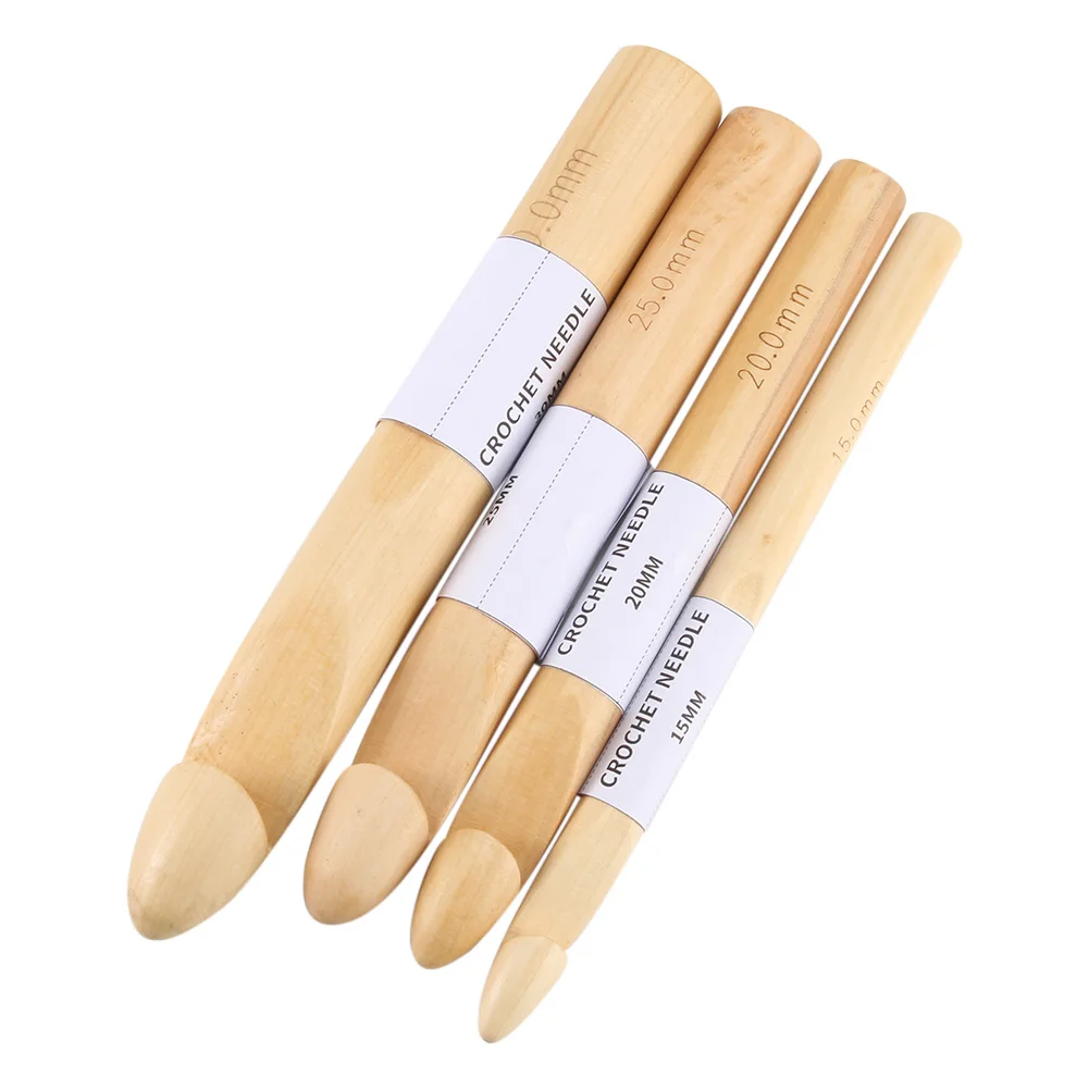 

15/20/25/30mm Wooden Crochet Hooks Knitting Needles Sewing Tool DIY Scarf Knitting Accessories E2S