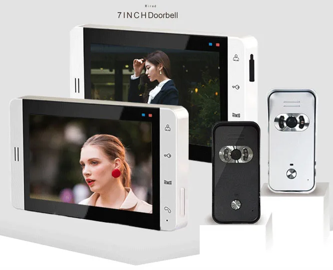 

1Camera+1Monitor 7" Wired Video Door Phone Home Security Intercom Video Recording Up To 32GB