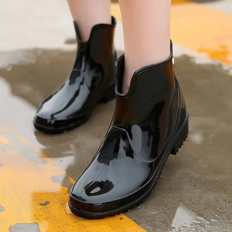 

Europe Style Leopard Rainboots Women All Match Rubber Ankle Boots Anti-slip Platform Shoes Woman Creepers XWX4271