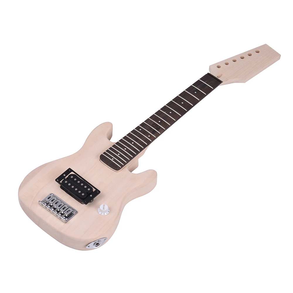 

Good Quality Guitar ammoon Children Unfinished Electric Guitar DIY Kit Basswood Body Maple Wood Neck Rosewood Fingerboard