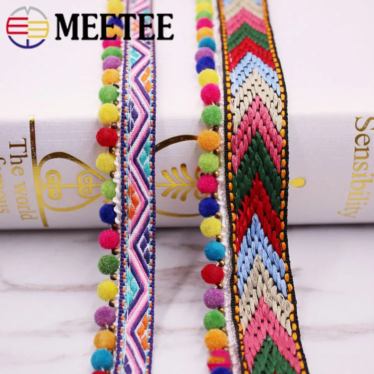 Meetee 10yards/lot 2CM Color Jacquard Ribbon DIY Beads Handmade Lace National Style Clothing Accessories ZK5112 | Дом и сад