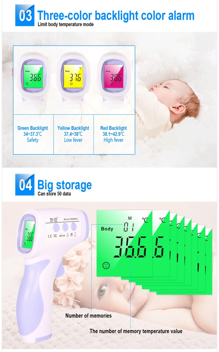 Non-contact infrared body thermometer RZ8808A (04)