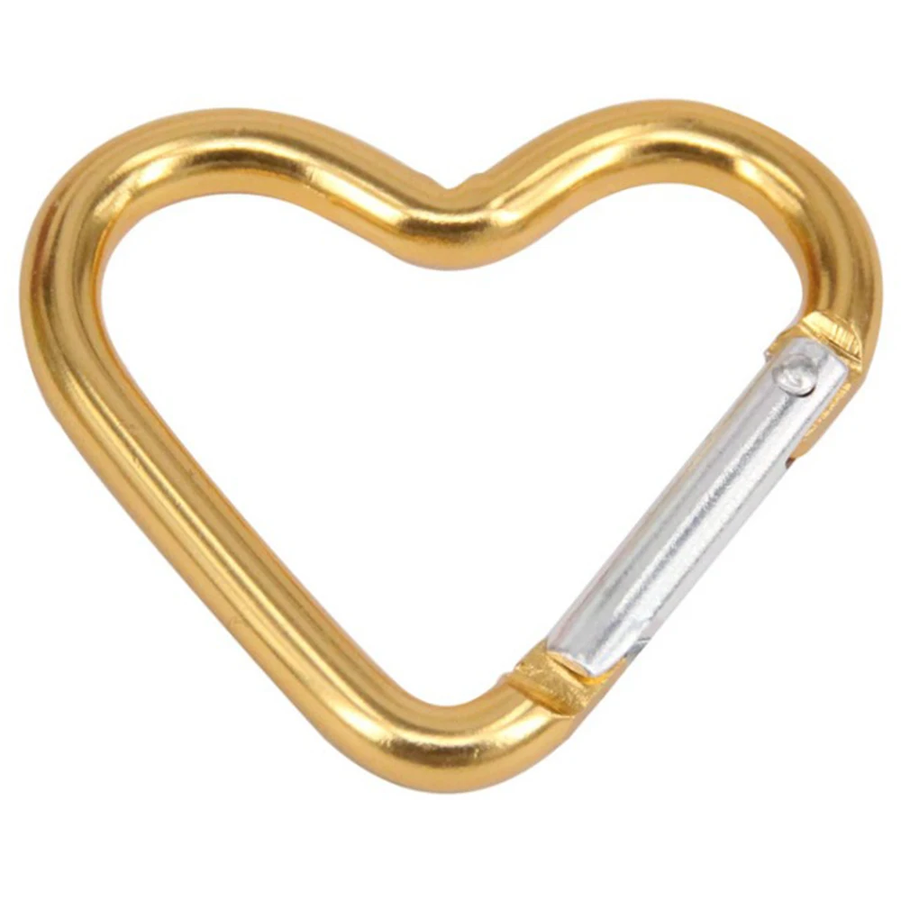 5pcs Aluminum Alloy Hanging Buckles Shaped Outdoor Color Safe Heart Buckle small heart type carabiner Random Color