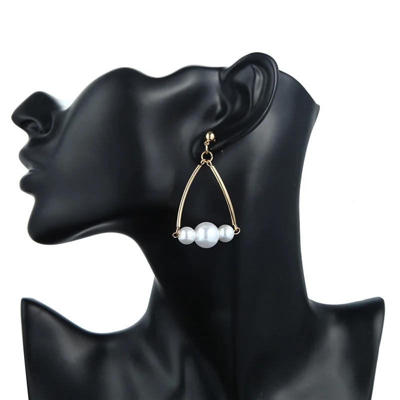 Dominated Women New Fashion Pearl Earrings Personality Metal Geometry Water Drop Exaggerated Drop Earrings Types Jewelry