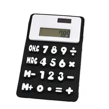 JFBL New Black White 8 Digits Refrigerator Magnetic Silicone Foldable Calculator