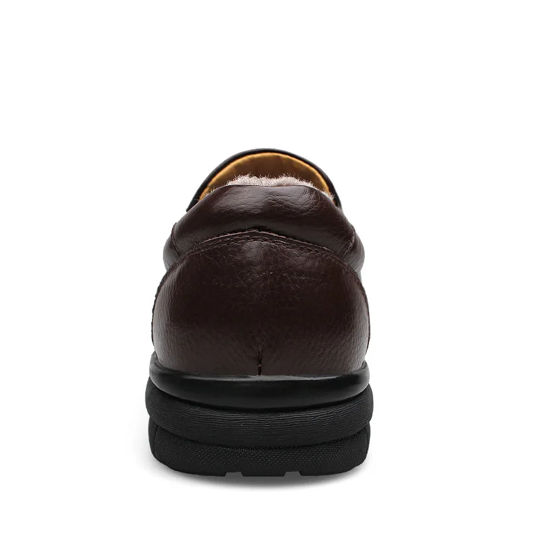 Обувь из натуральной кожи наивысшего качества; Мужская Повседневная зимняя обувь на плоской подошве; очень теплая и удобная Зимняя мужская обувь