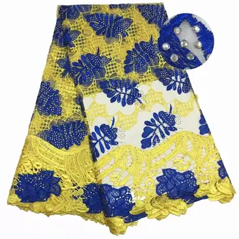 

Free shipping African lace fabric 2018 High Quality beads stones tulle French lace fabric For Nigerian lady gril Wedding Dress