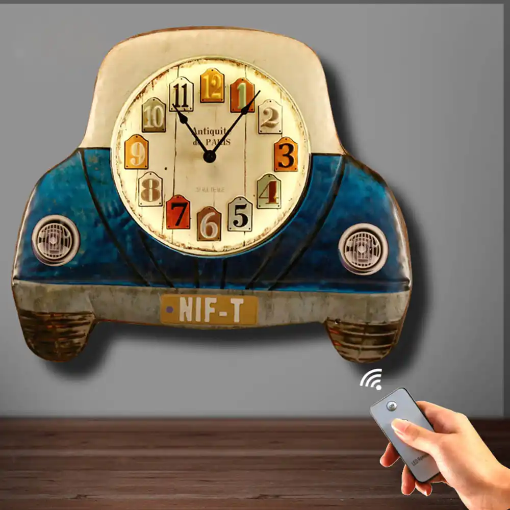Vintage Ninos Dormitorio Mesita De Noche Coche Reloj De Pared