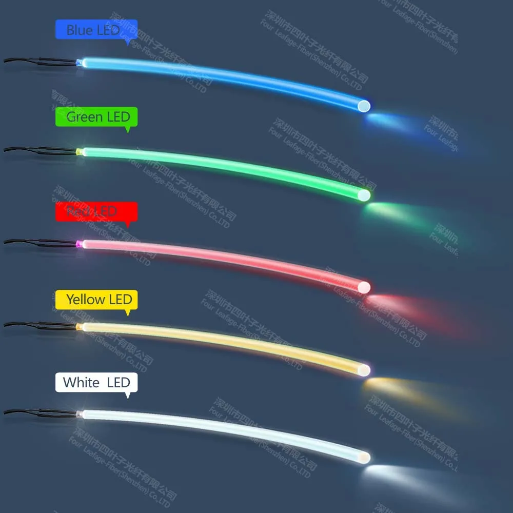 8mm decorative plastic solid side glow optical fiber optic cable for