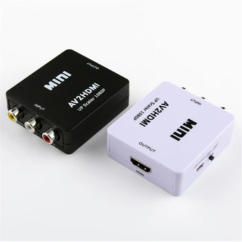 

50pcs Full HD 1080P Male to Female RCA AV TO HDMI Converter Adapter Mini Composite CVBS to HDMI AV2HDMI Audio Converter