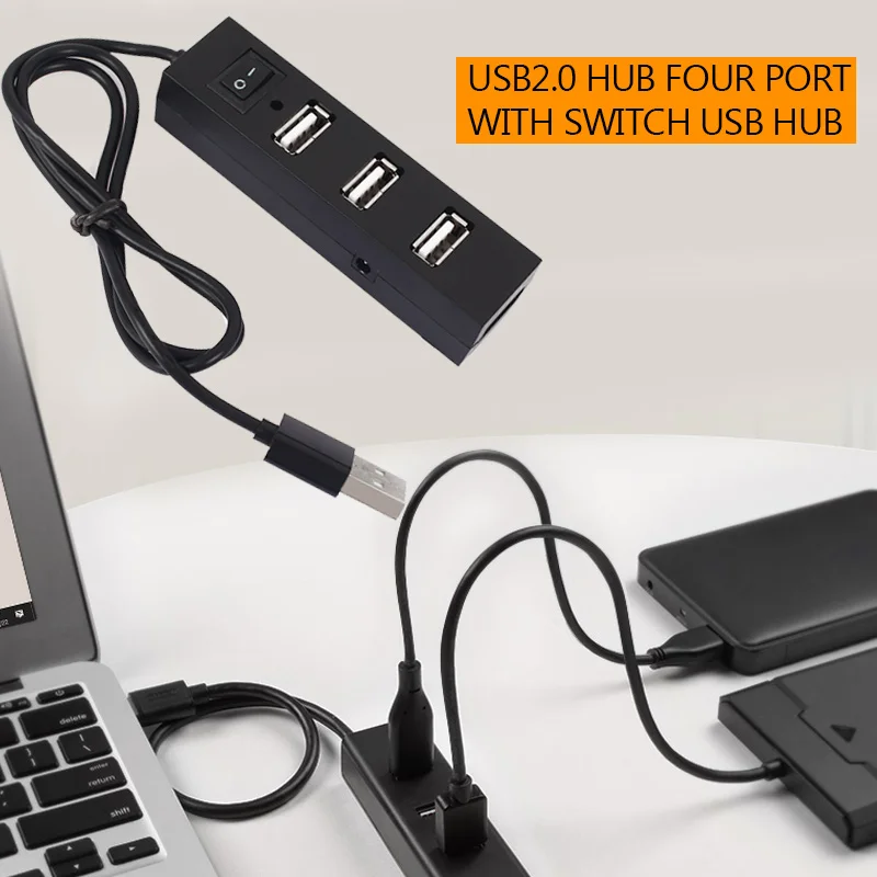 4 порты и разъёмы USB 2,0 хаб-конвертер с Swithch USB адаптер сетевое оборудование универсальный разъем прочный Smart мощность выключения хаб