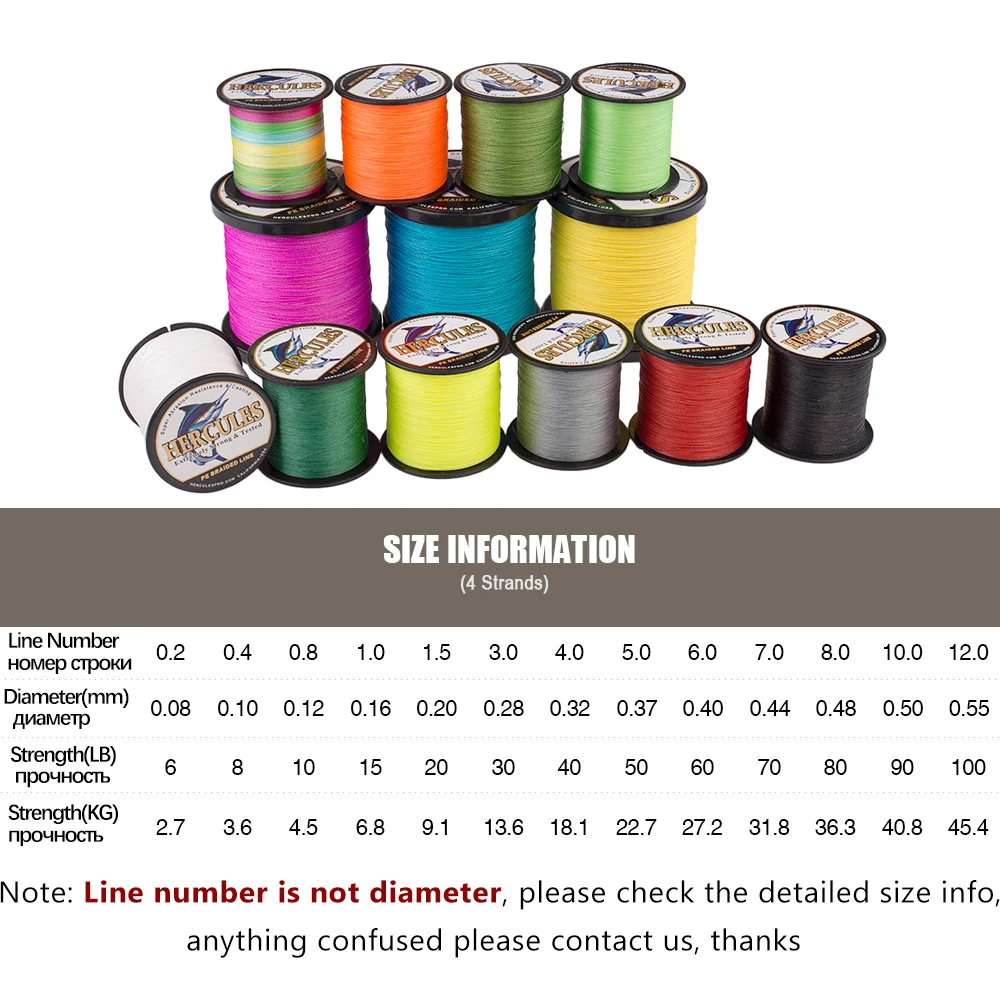 Hercules плетеная леска для ловли карпа 100 м 300 м 500 м 1000 м 1500 м 2000 м мультифиламентная 4 нити PE 6-100LB Рыболовная