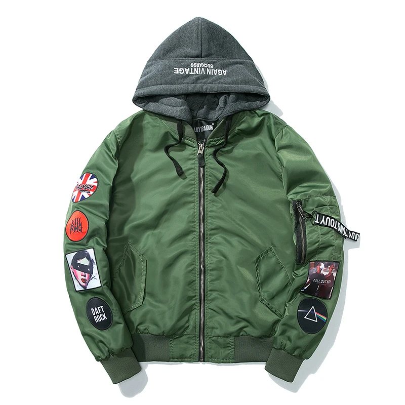 

Mens Jacket Hooded Bomber Jacket Autumn Fashion Embroidered flower Outwear Men's clothes thin Coat Bomb Baseball Jackets