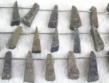 

1 strand Natural Titanium Druzy Agate Rectangle Beads,Druzy Agate Bar Loose Beads