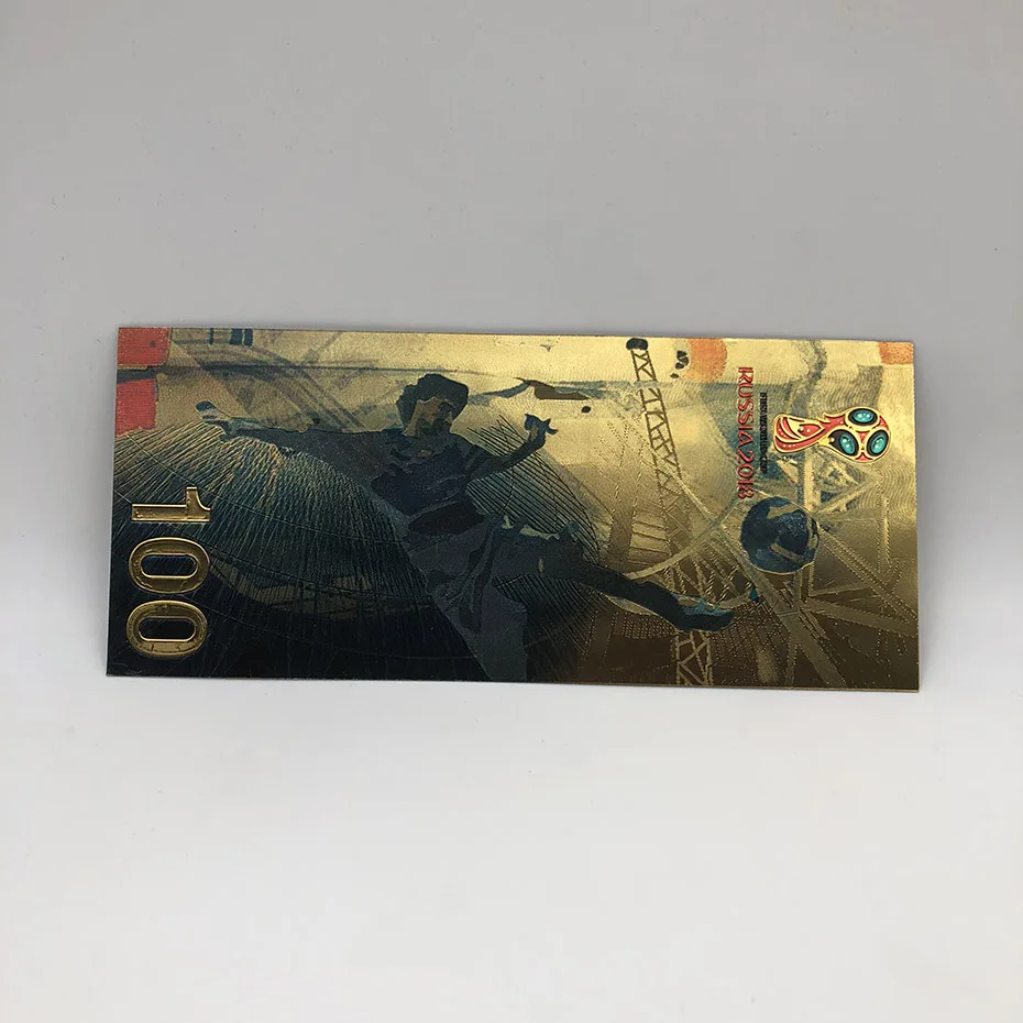 Горячая 1 шт. водонепроницаемый высокое качество PET полностью Золотая Банкнота с российскими спортивными изображениями банкноты для футбольных болельщиков сувенирные подарки - Цвет: W001