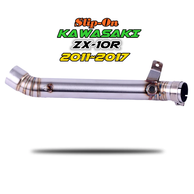 Escape de la motocicleta de Escape silenciador redondo medio enlace antideslizante en el tubo para Kawasaki ZX10R ZX-10R 2015 de 2016 a 2017
