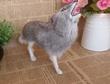 artificial standing wolf model polyethylene&furs about 21x23cm handicraft home garden decoration gift a2060