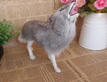 

artificial standing wolf model polyethylene&furs about 21x23cm handicraft home garden decoration gift a2060