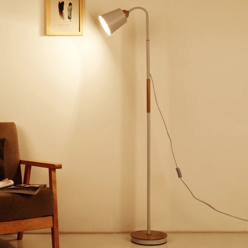 Modern iron painted wood American Style Floor Lamps Adjustable Hotel light E27 LED AC 110V 220V for study living room bed room