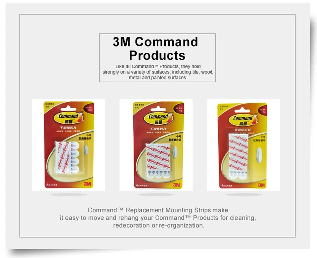 3M command strips Refill Adhesive tape 3m double sided tape , easy to move  and rehang Command Products, medium size 6.9cm*1.6cm - AliExpress