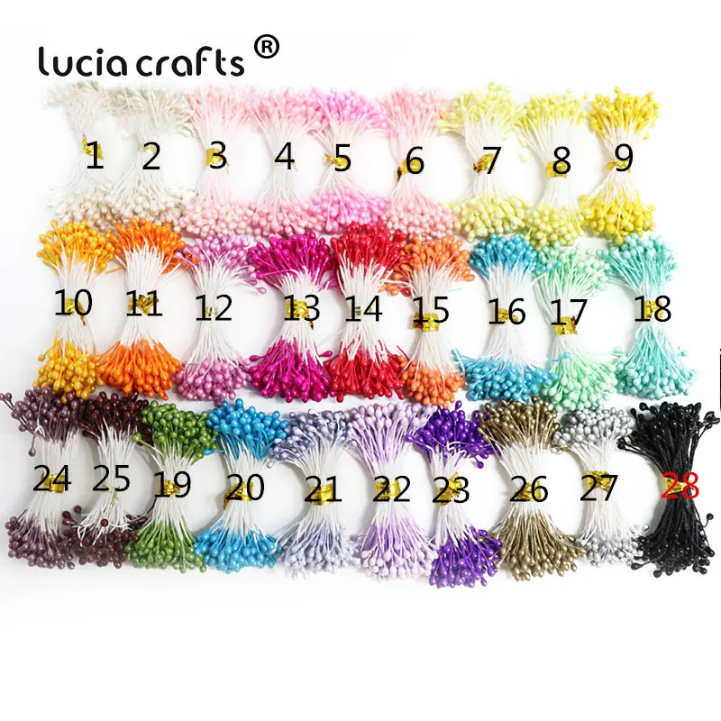 Lucia crafts 3 мм случайная микс искусственных цветов Stamen торт Декор DIY цветок 900/1350/1800