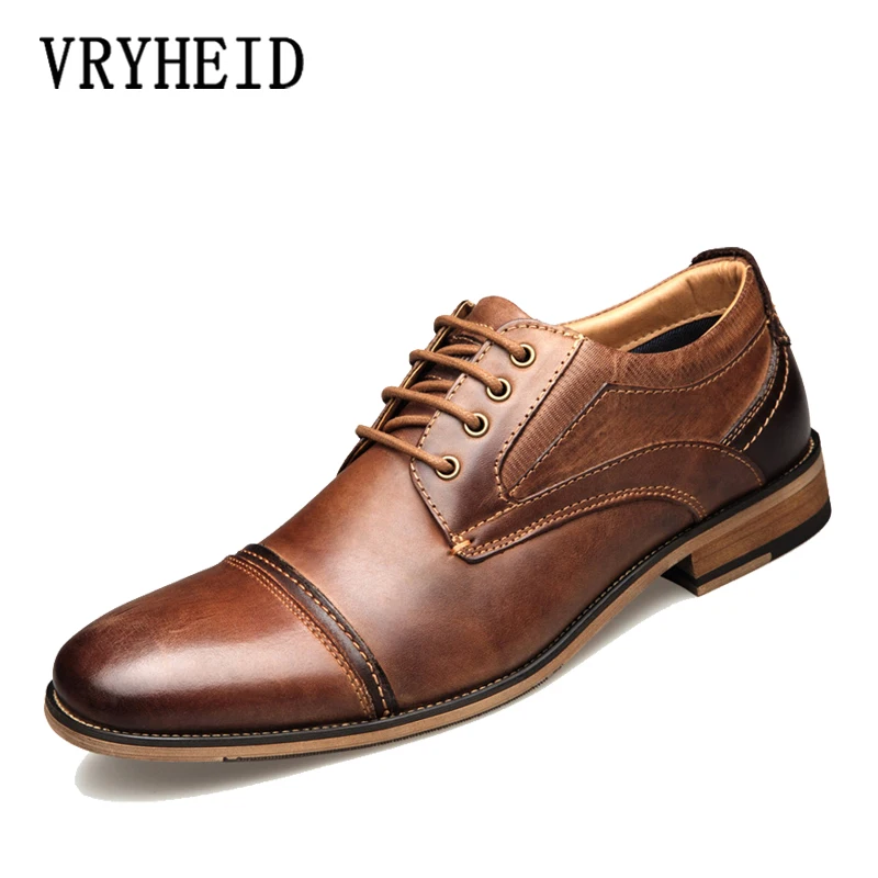 VRYHEID/Брендовые мужские кожаные туфли-оксфорды; деловая обувь из натуральной кожи; удобная мужская официальная обувь ручной работы; обувь Bullock на шнуровке