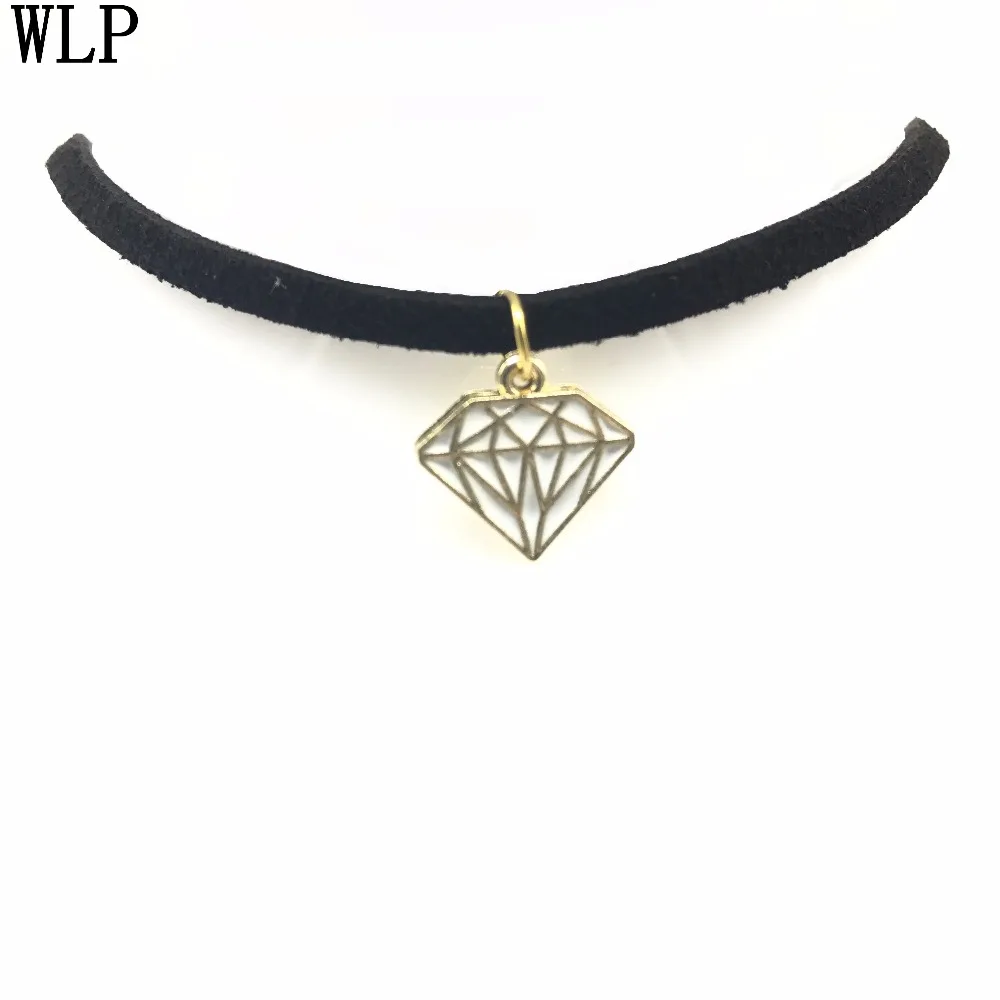 WLP Горячее предложение Новая мода ожерелье колье Bijoux черный, бархатный, кожаный ананас из кристаллов яблоко кулон Макси массивные Чокеры ожерелье