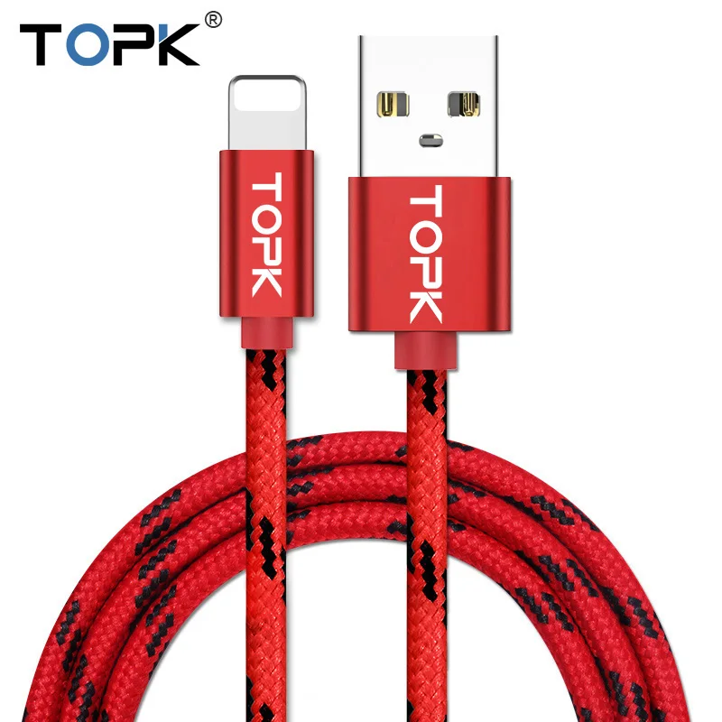 

USB Cable For iPhone Xs Max, TOPK Nylon Braided Fast Data Charging Cable For iPhone X 8 7 6 6s Plus 5 5s SE Mobile Phone Cable