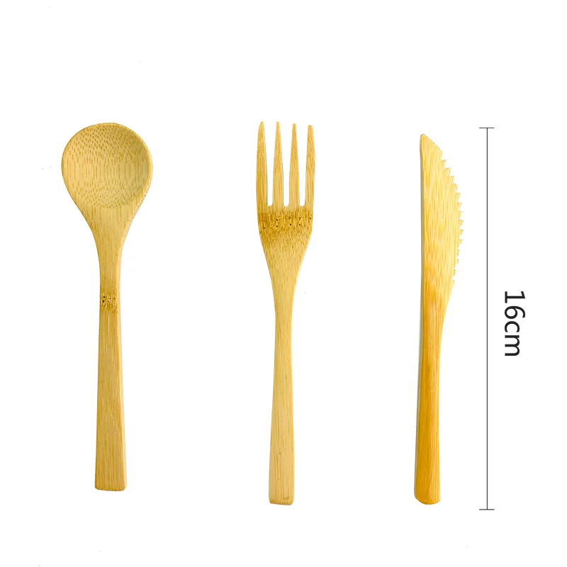 Wooend set 16 cm Биоразлагаемые полностью бамбуковые 3 шт бамбуковые столовые приборы набор для мытья в посудомоечной машине вилка ложка нож экологичный Кокосовый деревянный набор посуды - Цвет: Wooend set 16 cm