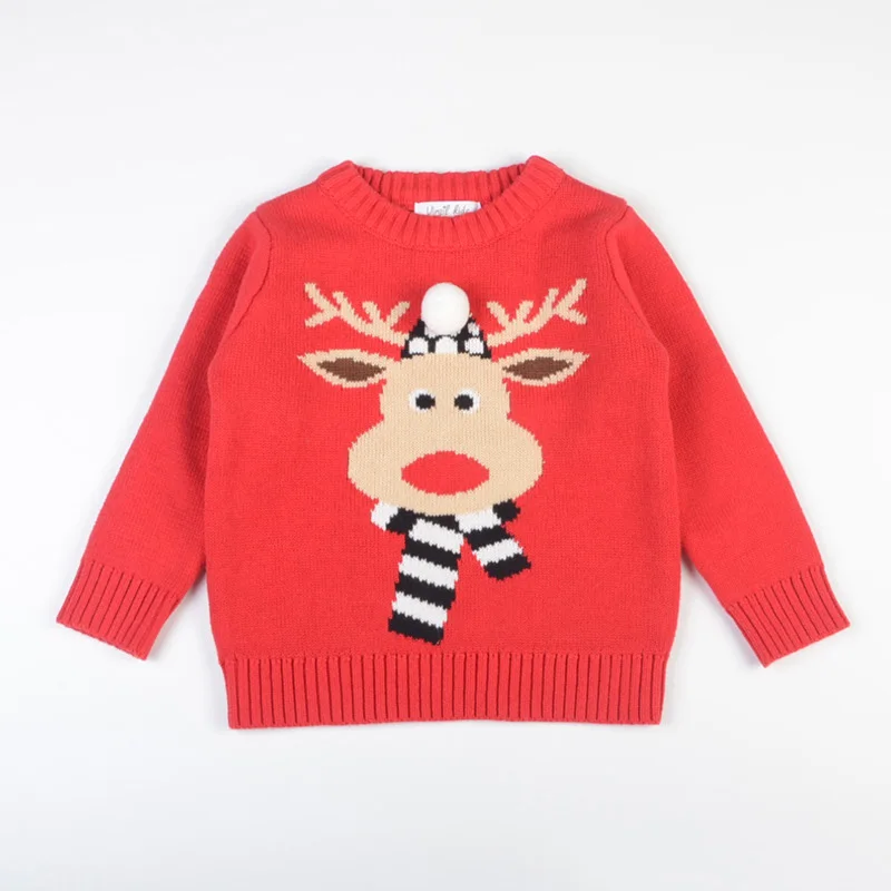 Дульсе Амор Детский Рождественский свитер одежда на год Дети Вязание оленей пуловер вязаная крючком для девочек, для мальчиков трикотажная блузка - Цвет: Красный