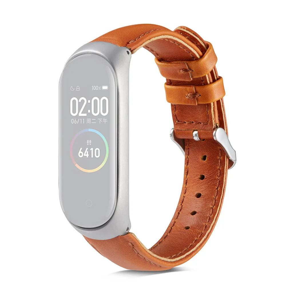 

Ouhaobin For Xiaomi Mi Band 4 Strap Leather Wrist Strap for Xiaomi Mi Band 4 Accessories Bracelet Replacement Strap + case 702#2