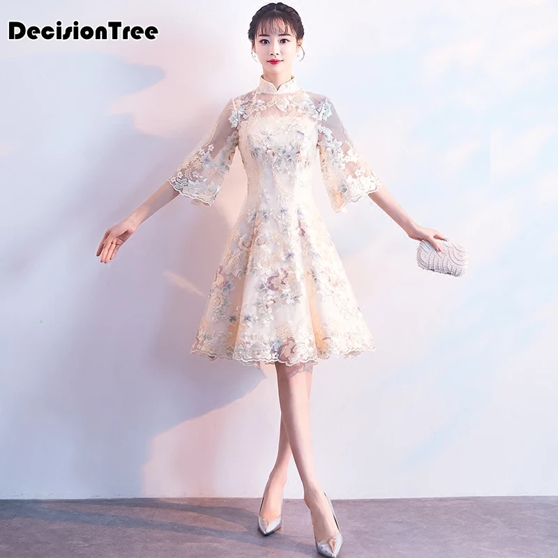 Китайское традиционное платье женское винтажное cheongsam невесты тост длинное qipao восточные платья ретро элегантная кружевная одежда