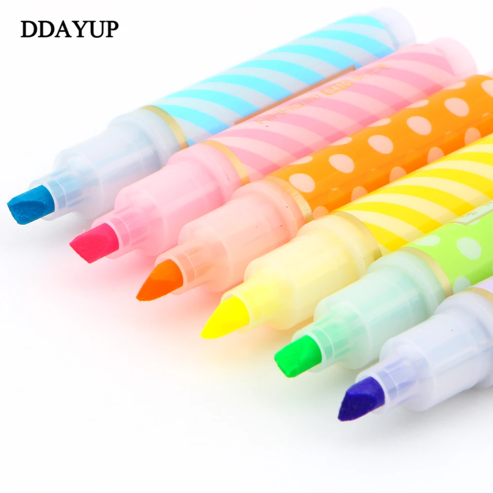 

6 Colors/box Mini Cute Dots Colorful Candy Color Highlighters Promotional Markers Gift Stationery Office School Supplies