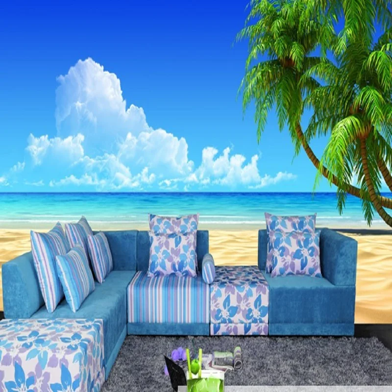 

Can be customized Ocean blue sky green natural scenery home decor large mural wall 3D wallpaper room cafe Wall covering bedroom