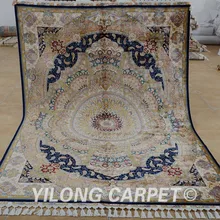 Yilong 5,6 'x8. 2' Античная hand made Персидского тебризские ковры бежевый синий шелк Коврики для продажи(1855