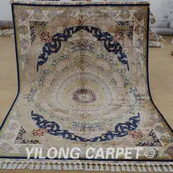 Yilong 5,6 'x8. 2' Античная hand made Персидского тебризские ковры 100% бежевый синий шелк Коврики для продажи (1855)