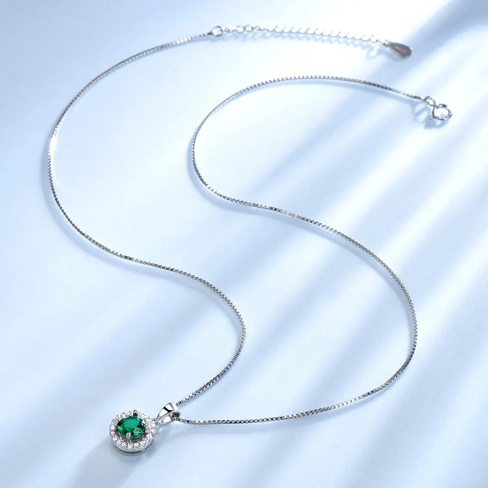 UMCHO 925 пробы серебряные подвески ожерелья для женщин звено цепи Винтаж изумруд кулон ювелирные изделия обручение Свадебная вечеринка подарок