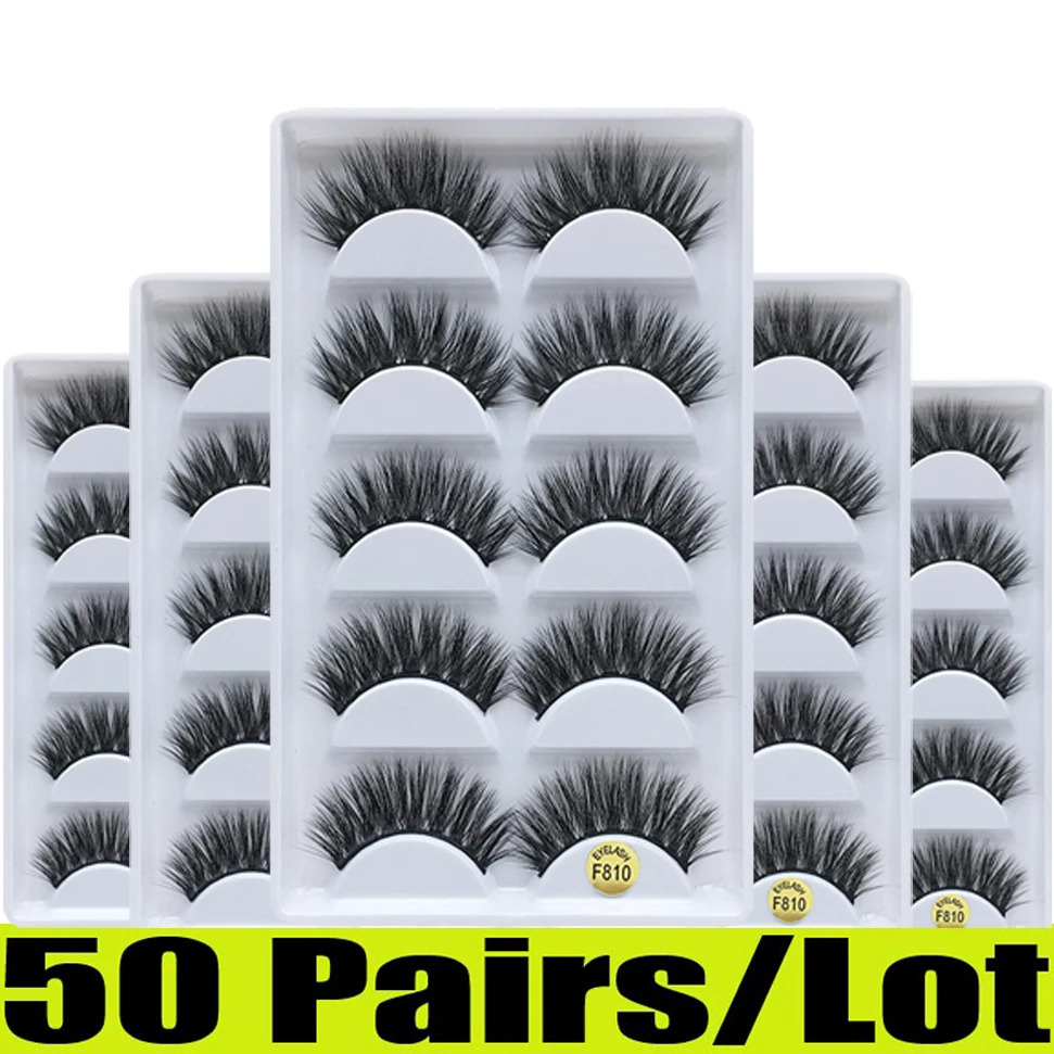 

50 pairs/lot 3D Mink Eyelashes Natural False Eyelashes 5style Lashes Soft Fake Eyelashes Extension Makeup Kit Cilios