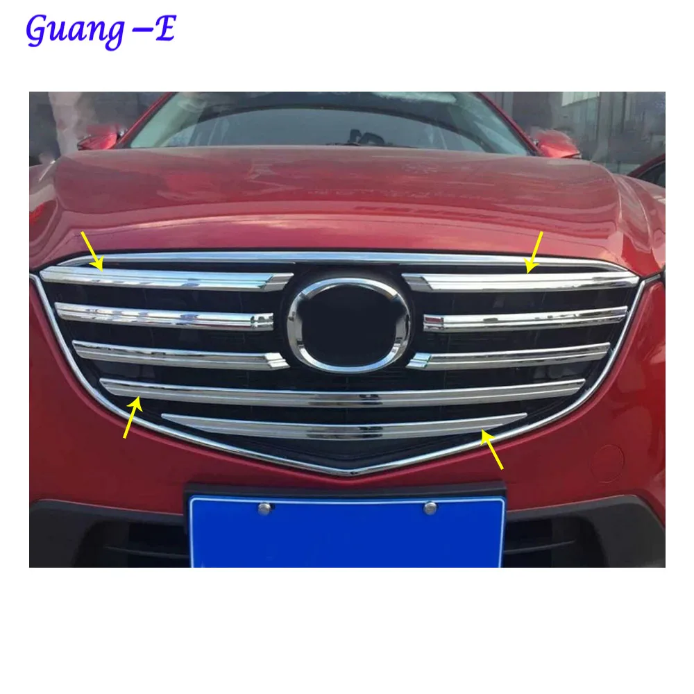 

For Mazda CX-5 CX5 2013 2014 2015 2016 car body cover ABS chrome racing engine trim Front up Grid Grill Grille hoods part