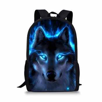 

ThiKin Cool Printing Animal Wolf School Backpack Classic Toddler Kids Bagpack 3D High School Children Travel Rucksack