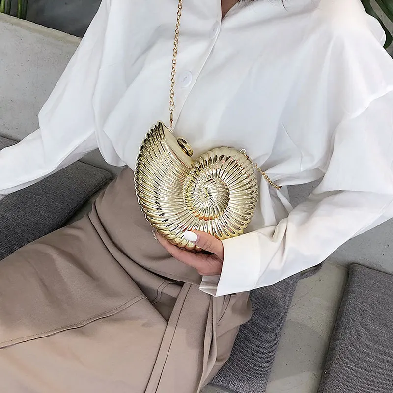 Women Style Bags Cute Shoulder Bag Conch Shape Chain Crossbody Bag Acrylic Shell Phone Bags Handbag Purse