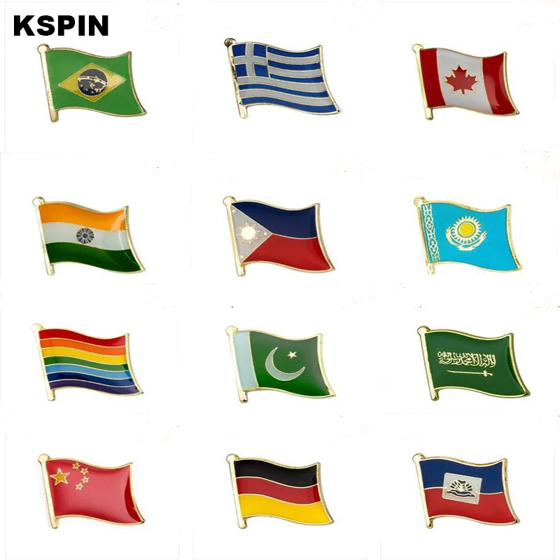 

National Flag Badges for Backpacks Pin Brooch Set Decorative Buttons for Clothes