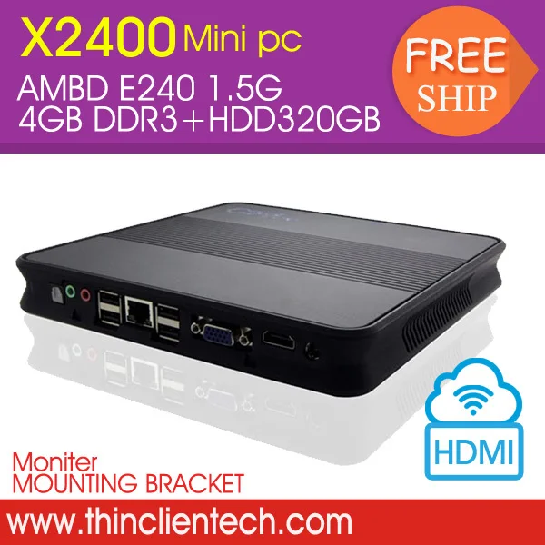 4GB DDR3/320GB HDD/CPU AMD/Win XP/WIFI Black Plastic Super Power Nettop Best Slim Mini Desktop PC Small Sales |