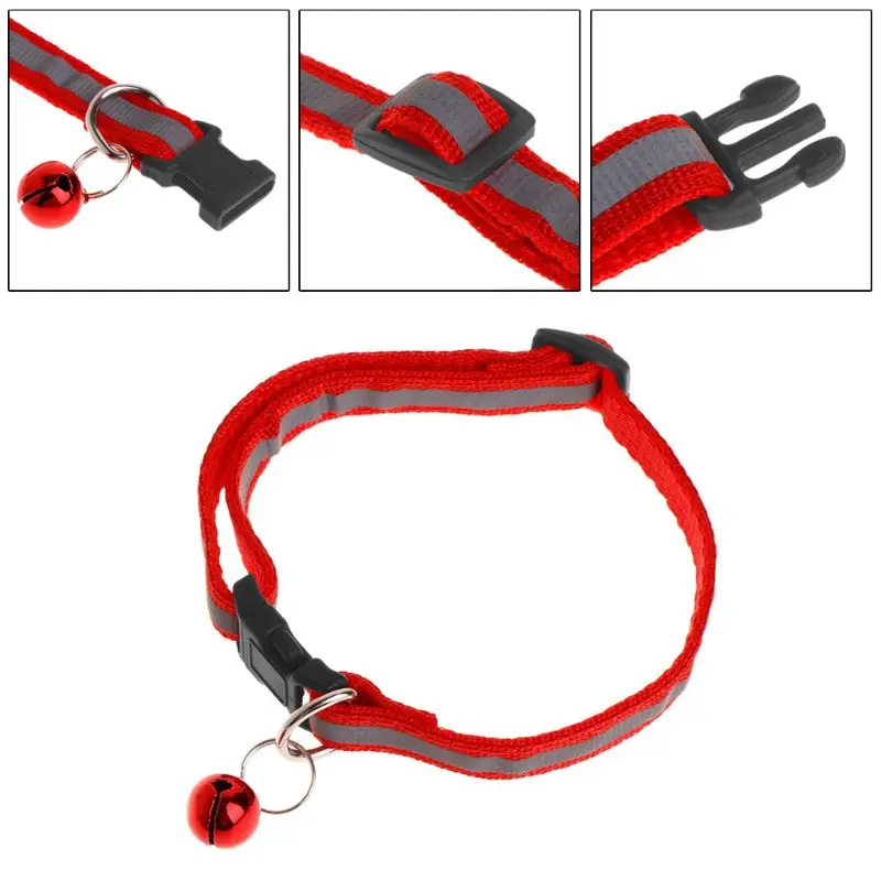 

Pet Collar Reflective Strap Anti Lost Dog Puppy Kitten Cat Safety Necklace Belt Adjustable Bell Colorful design