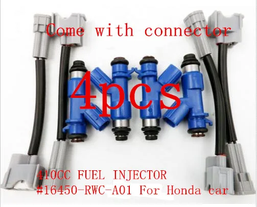 

GENUINE 410cc RDX Fuel Injector 16450RWCA01 16450-RWC-A01 for Acura Civic RDX Integra RSX K20 K24 B16 B18 with connectrors